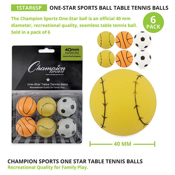 Carolina Sports Center CHAMPION SPORTS ONE STAR TABLE TENNIS BALLS SPORTS 6 Carolina Sports Center CHAMPION SPORTS ONE STAR TABLE TENNIS BALLS SPORTS