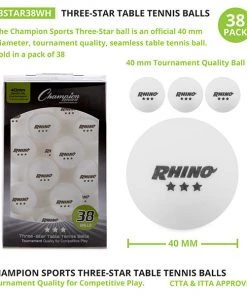 Carolina Sports Center CHAMPION SPORTS 3 STAR TABLE TENNIS BALLS PK38