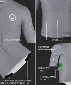 Z ZOL CYCLING APPAREL Zol Cycling Grey Breathable Race Fit Jersey (Men's)