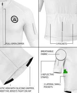 Zol Cycling White Breathable Race Fit Jersey (Men's)