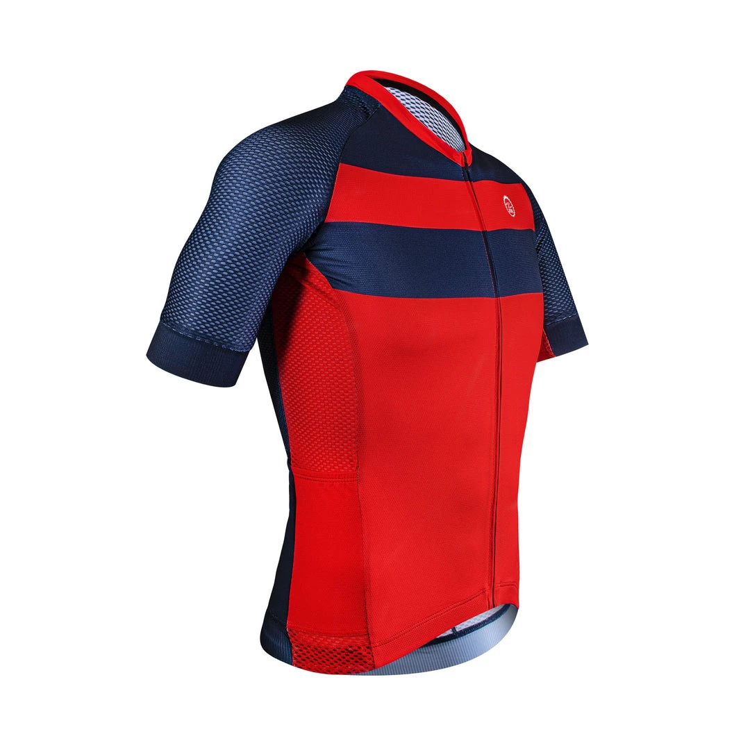 Zol Cycling Blue Red Breathable Race Fit Jersey (Men's) CYCLING APPAREL 4 Zol Cycling Blue Red Breathable Race Fit Jersey (Men's) CYCLING APPAREL