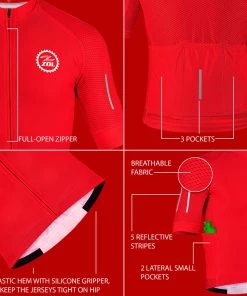 Z Zol Zol Cycling Red Breathable Race Fit Jersey (Men's) 12 Z Zol Zol Cycling Red Breathable Race Fit Jersey (Men's)