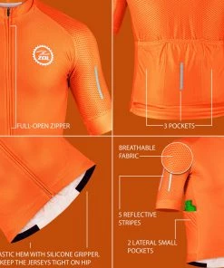 Zol Cycling Orange Breathable Race Fit Jersey (Men's) CYCLING APPAREL