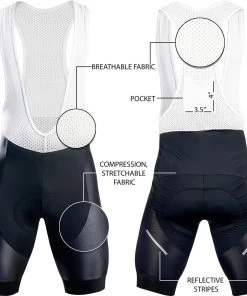 Zol Cycling Black And White Bib Short Men's